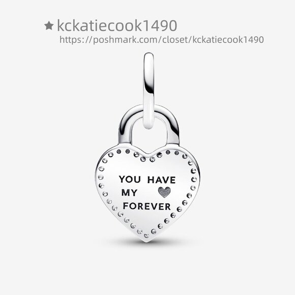 Pandora Two-tone Twistable Heart Padlock Double Dangle Charm - Picture 3 of 6